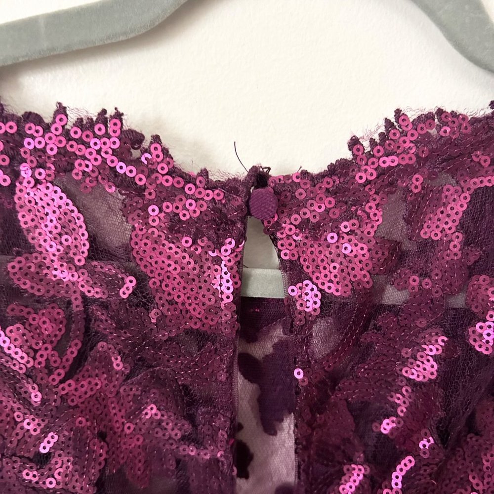 NWT Adrianna Papell Sequin Illusion 3/4 Sleeve Ruched Skirt Gown - Picture 8 of 10